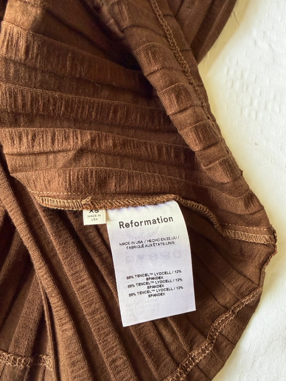 Reformation Chocolate Brown Ribbed Button-Down Mini Dress - Picture 10 of 10